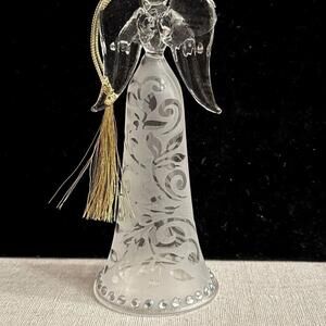 Vintage 2008 Lenox Christmas Love Angel with frosted glass and gold detail.